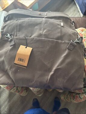 Canvas Organizer Shoulder Tote in Brown
